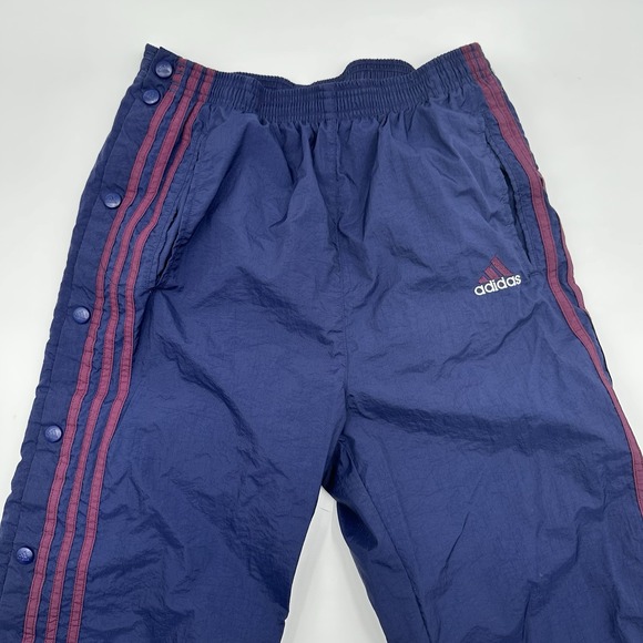 Vintage Adidas Tear Away Pants 90s y2k baggy wide leg Mens Medium Blue Purple - Picture 2 of 13